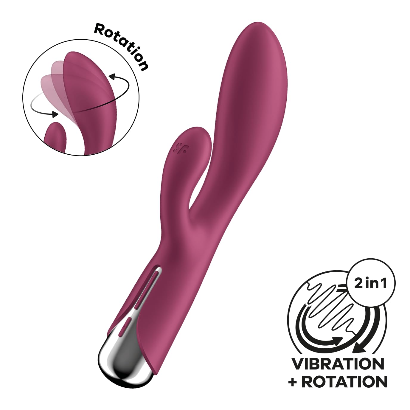 Satisfyer Spinning Rabbit 1 (Red) Vibrator Sex Toy | Adult Toys for Women | Rabbit Vibrator + Rotation | Vibrating Sexual Pleasure Device | Stimulation Vibrators | Female Wellness Tools - Image 2