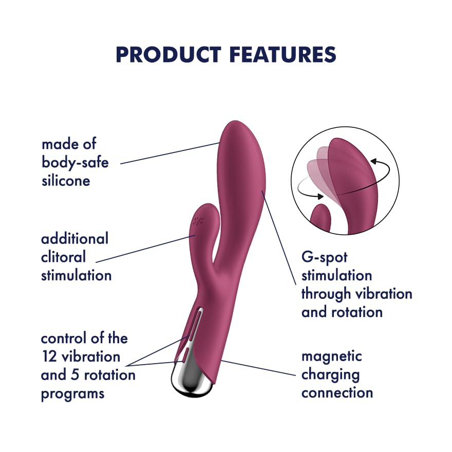 Satisfyer Spinning Rabbit 1 (Red) Vibrator Sex Toy | Adult Toys for Women | Rabbit Vibrator + Rotation | Vibrating Sexual Pleasure Device | Stimulation Vibrators | Female Wellness Tools - Image 3