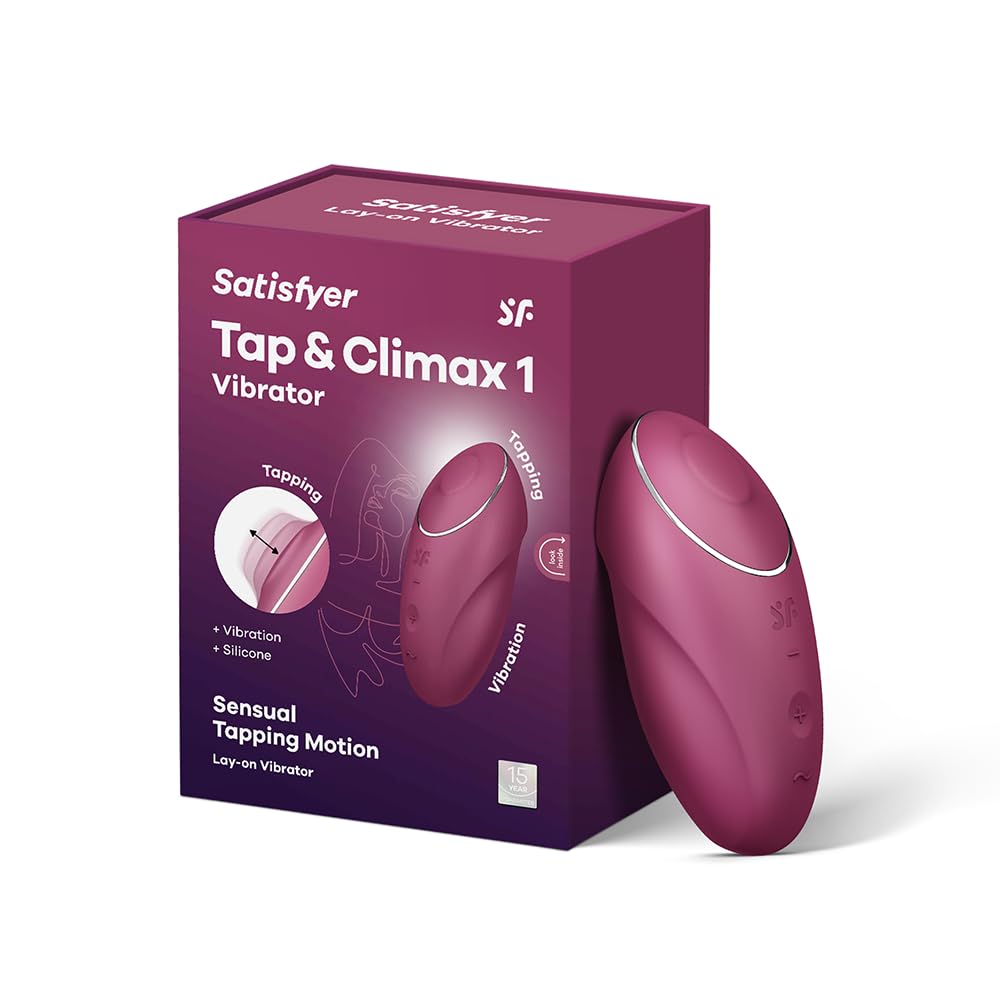 Satisfyer Tap & Climax 1 Vibrator Sex Toy | Adult Toys for Women | Lay-on Vibrator with Tapping and Vibration | Vibrating Sexual Pleasure Device | Stimulation Vibrators (Berry)