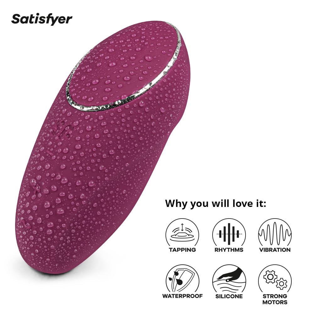 Satisfyer Tap & Climax 1 Vibrator Sex Toy | Adult Toys for Women | Lay-on Vibrator with Tapping and Vibration | Vibrating Sexual Pleasure Device | Stimulation Vibrators (Berry) - Image 4