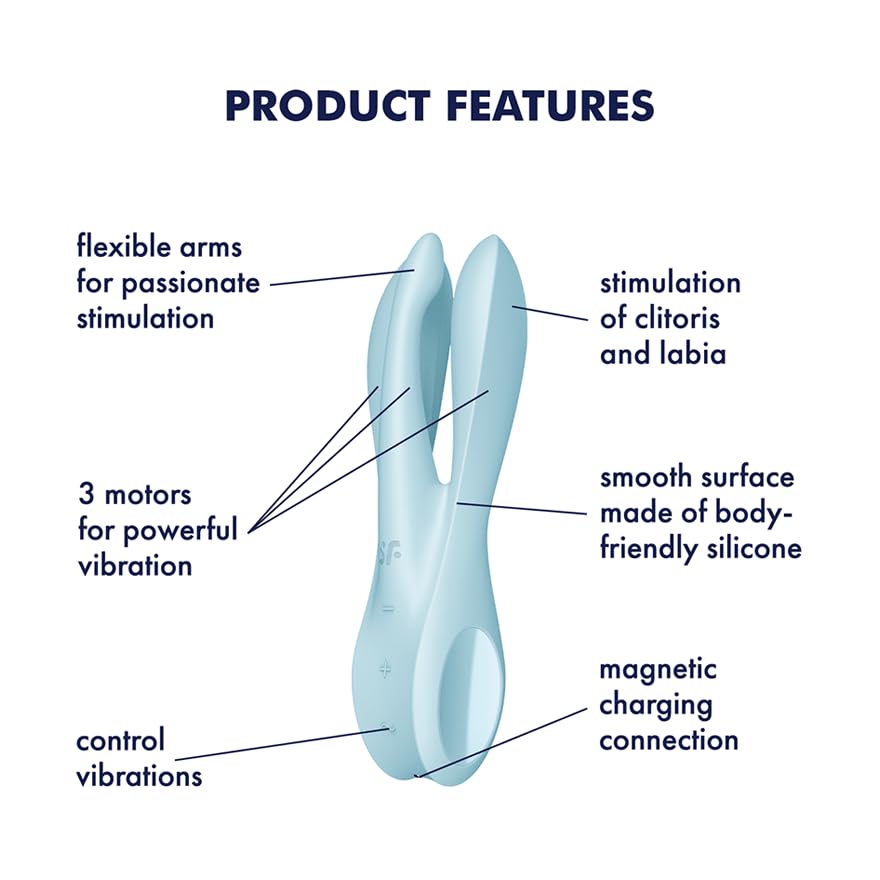 Satisfyer Threesome 1 Vibrator Sex Toy | Adult Toys for Women | Lay-on Vibrator with 3 Motors | Vibrating Sexual Pleasure Device | Stimulation Vibrators | Woman Sextoy (Blue) - Image 3