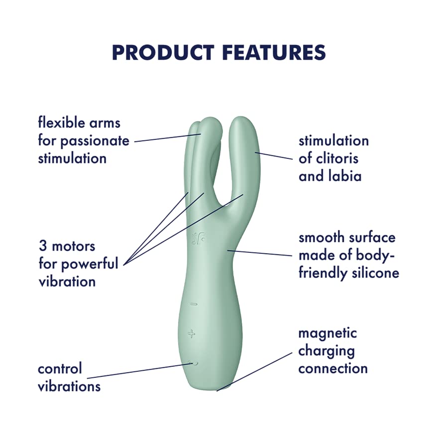 Satisfyer Threesome 3 Vibrator Sex Toy | Adult Toys for Women | Lay-on Vibrator with 3 Flexible Arms | Vibrating Sexual Pleasure Device | Stimulation Vibrators | Woman Sextoy (Mint) - Image 2