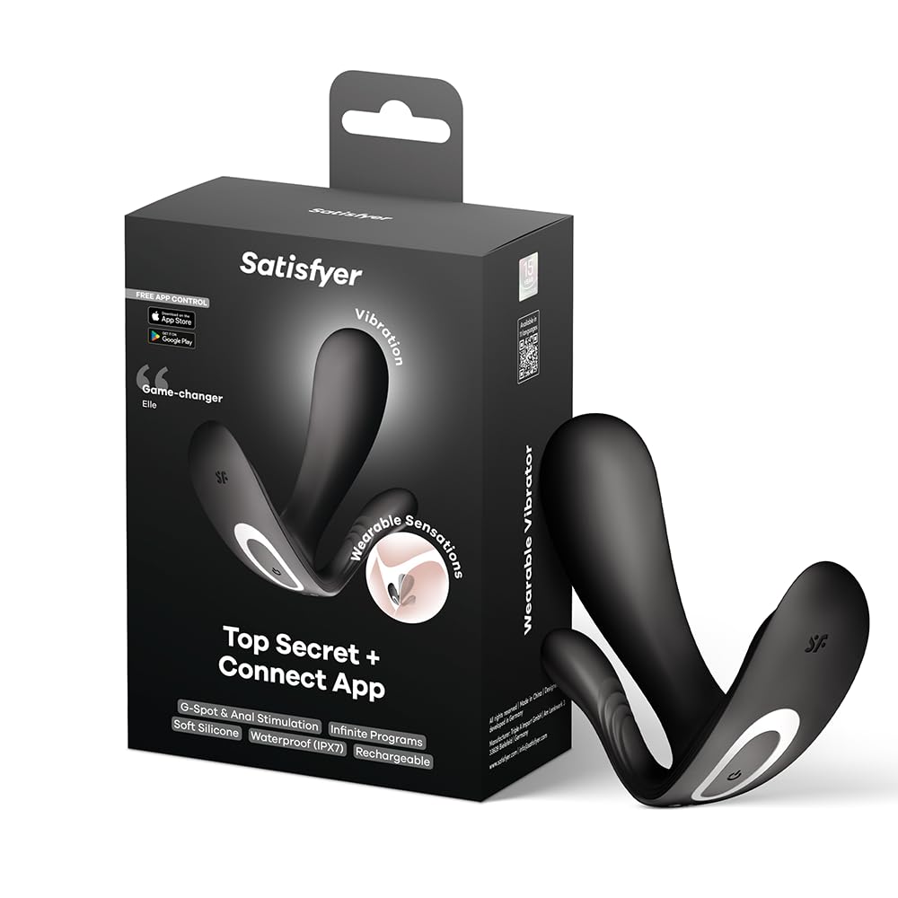 Satisfyer Top Secret+ Connect App Vibrator Sex Toy | Adult Toys for Women | Wearable Vibrator | Vibrating Sexual Pleasure Device | Stimulation Vibrators | Woman Sextoy (Black)