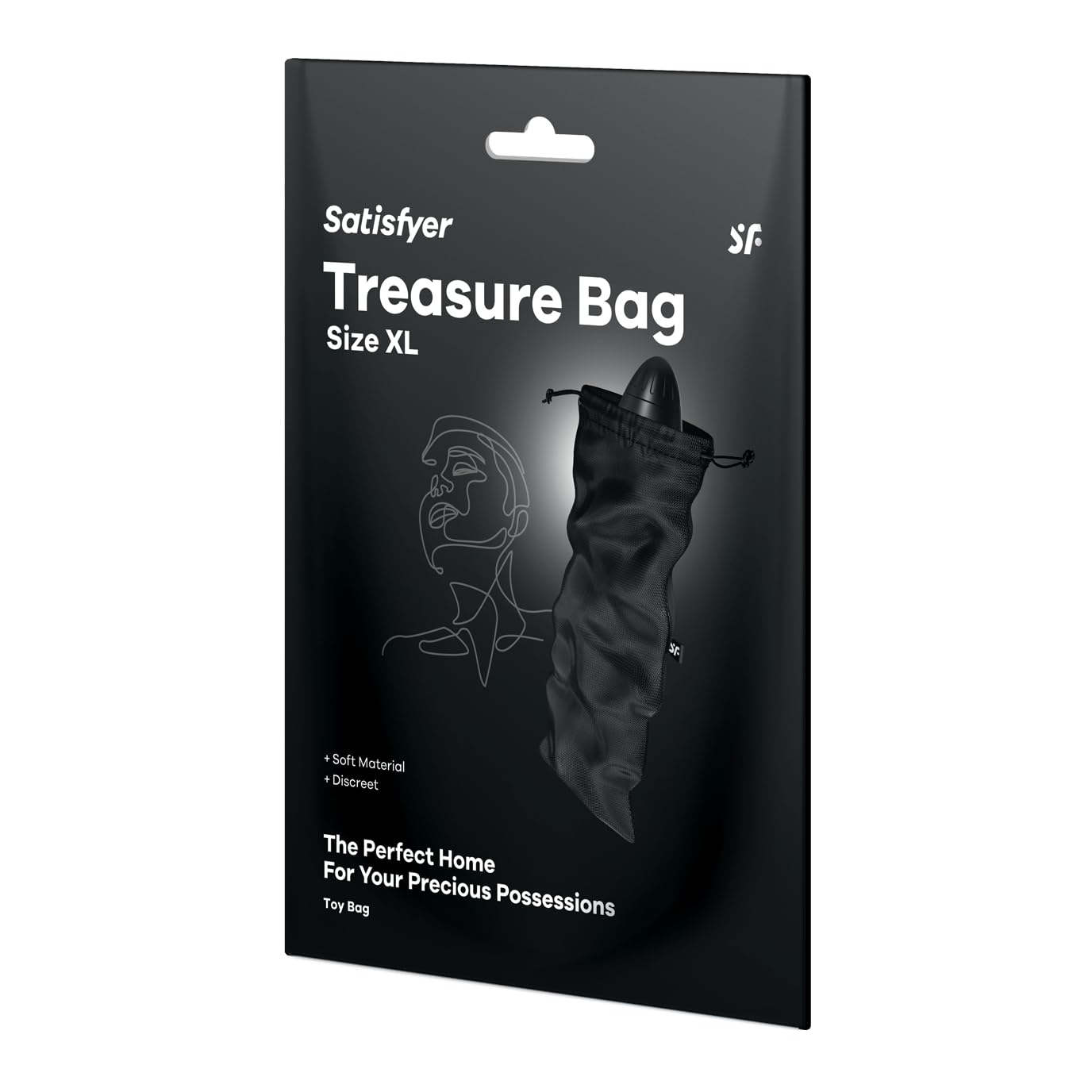Satisfyer Treasure Bag Size XL | Drawstring Storage Bag for Adult Sex Toy - Soft Material, Discreet, Travel Friendly (Black) - Image 3