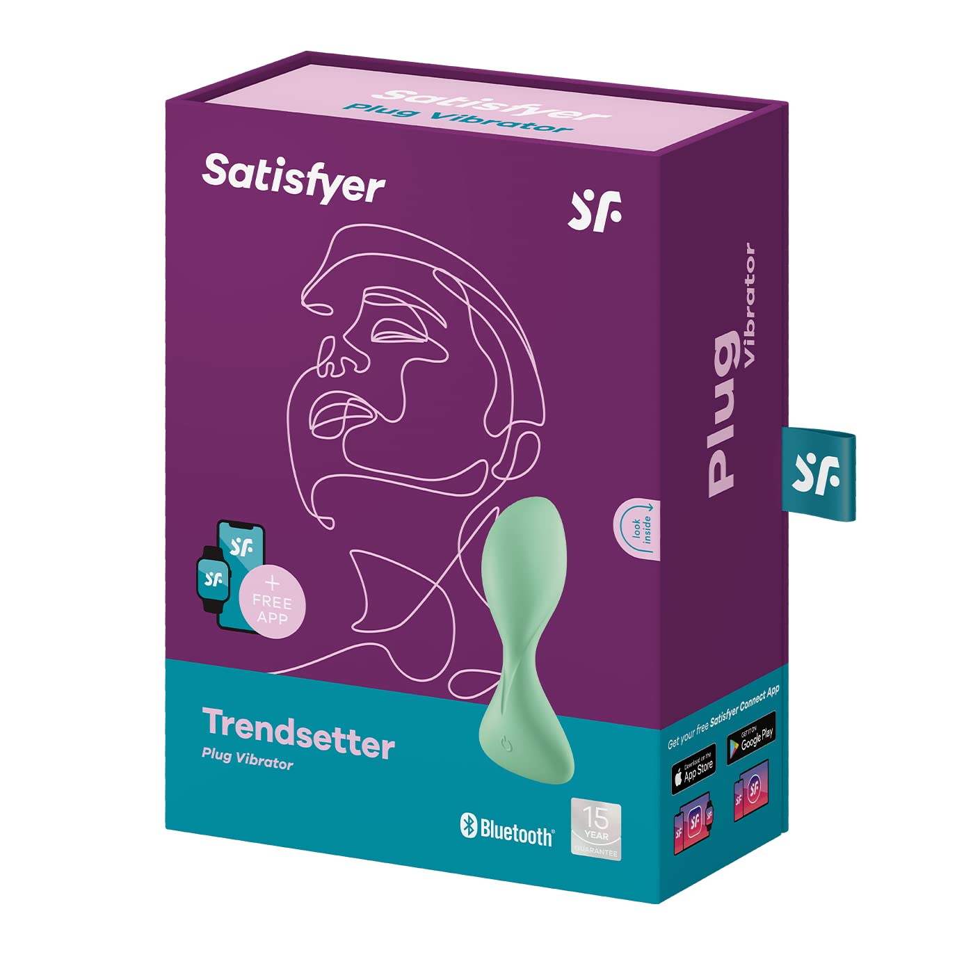 Satisfyer Trendsetter Connect App | Anal Vibrator | App Control | Strong Motor | App Control | Anal Stimulation | Waterproof (IPX7) | Skin-Friendly Silicone | Unisex | Rechargeable Battery (Green) - Image 5