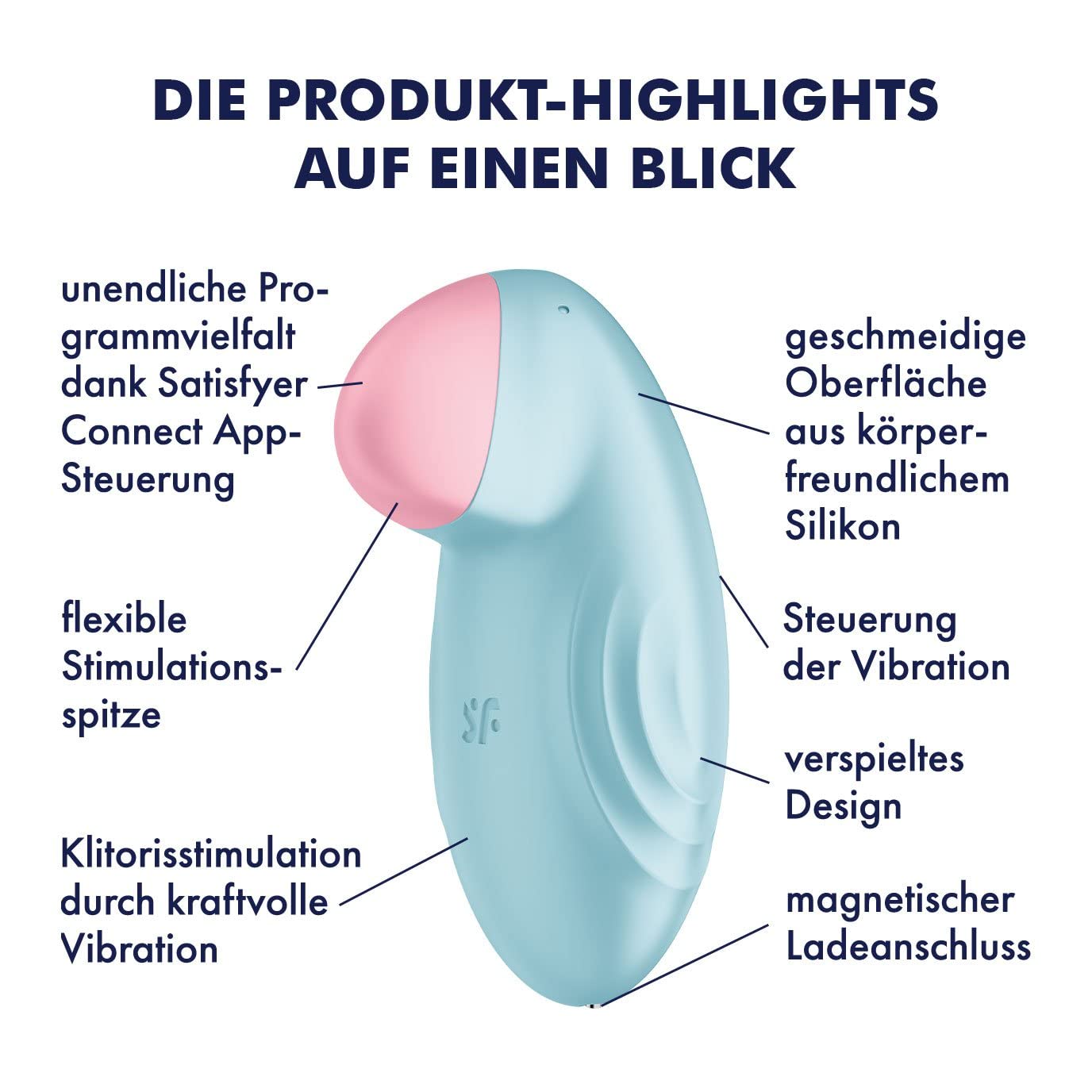 Satisfyer Tropical Tip Connect App Vibrator Sex Toy | Adult Toys for Women | Lay-on Vibrator + APP | Vibrating Sexual Pleasure Device | Stimulation Vibrators | Woman Sextoy (Light Blue) - Image 3