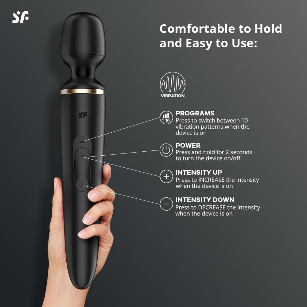 Satisfyer Wand-er Woman Vibrator Sex Toy | Adult Toys for Women | Wand Vibrator in XXL Size | Vibrating Sexual Pleasure Device | Stimulation Vibrators | Woman Sextoy (Black) - Image 3